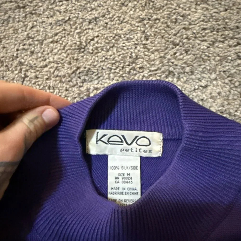 Vintage Kevo 3 Ply Silk Womens Size Medium Long Sleeve Mock Neck Sweater Top - Picture 5 of 11